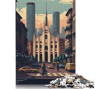 Puzzle carré créatif de 1000 pièces de Milano Pixel Art pour adultes et puzzles en bois, jeux de puzzle anti-stress et cadeaux de Noël uniques 38 x 26 cm/1000 pièces
