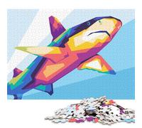 Puzzle carré créatif de 1000 pièces en Bois, Motif Baleine Popart, pour Adultes et Jeu intellectuel (75 x 50 cm).