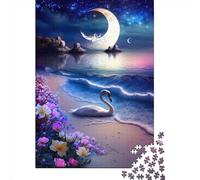 Puzzle carré créatif de 1000 pièces en Bois représentant Un Cygne, idéal pour Les Adultes. Jeu intellectuel de 1000 pièces (75 x 50 cm).