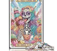 Puzzle carré créatif de 1000 pièces en Bois représentant Une tête de Mort en Bonbon avec de la Glace, pour Adultes. Jeu Stimulant de 1000 pièces (75 x 50 cm).