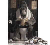 Puzzle carré créatif de 1000 pièces « Gorille lit » : Un Puzzle en Bois Anti-Stress pour Adultes, avec Le thème « Comment est Humain » (75 x 50 cm).