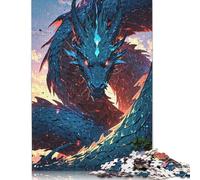 Puzzle carré créatif de 1000 pièces « Le Dragon aux Écailles de Flamme » (75 x 50 cm) pour Adultes et Jouets éducatifs en Bois.