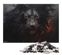 Puzzle carré créatif de 1000 pièces Lion Noir Flamboyant pour Adultes et Jeu intellectuel en Bois 1000 pièces (75x50cm)