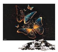 Puzzle carré créatif de 1000 pièces Papillons dorés pour Adultes et Puzzles en Bois, Jouet éducatif 1000 pièces (75x50cm)