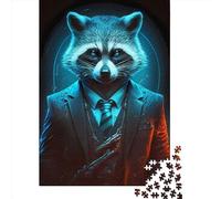 Puzzle carré créatif de 1000 pièces « Réalisateur Raton Laveur en Costume » pour Adultes, Jeu éducatif en Papier, 38 x 26 cm / 1000 pièces