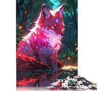 Puzzle carré créatif de 1000 pièces "Renard mystique dans la forêt enchantée" pour adultes et puzzles en bois, jouets éducatifs, 1000 pièces (75x50 cm)