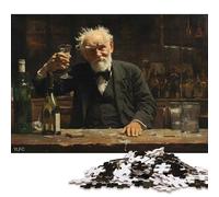 Puzzle carré créatif de 1000 pièces représentant Un Barman trinquant dans Un Bar (75 x 50 cm), en Bois, représentant Un Barman Portant Un Toast. Jeu Stimulant.