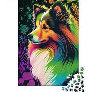 Puzzle carré créatif de 1000 pièces représentant Un Berger des Shetland, en Couleur, pour Adultes et Jeux éducatifs en Papier (38 x 26 cm).