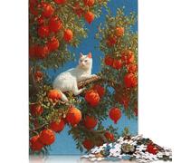 Puzzle carré créatif de 1000 pièces représentant Un Chat Blanc dans Un Grenadier, en Bois, pour Adultes. Jeu éducatif. 1000 pièces (75 x 50 cm).