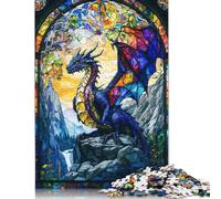 Puzzle carré créatif de 1000 pièces représentant Un Dragon aux Ailes déployées, pour Adultes. Jeu de réflexion en Papier, 38 x 26 cm.