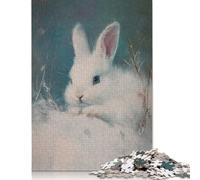 Puzzle carré créatif de 1000 pièces représentant Un Lapin Blanc, idéal pour Adultes. Jeu de Puzzle en Papier Stimulant (38 x 26 cm).