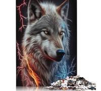 Puzzle carré créatif de 1000 pièces représentant Un Loup en colère, en Bois, pour Adultes. Jeu intellectuel. 1000 pièces (75 x 50 cm).