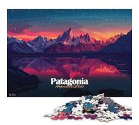 Puzzle carré créatif de 1000 pièces représentant Un Paysage de Patagonie au Coucher du Soleil, en Bois, pour Adultes. Jeu éducatif. 1000 pièces (75 x 50 cm).