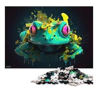 Puzzle carré créatif de 1000 pièces représentant Un Renard et Une Grenouille, Style Dessin animé, pour Adultes et Jouets éducatifs en Bois (75 x 50 cm).