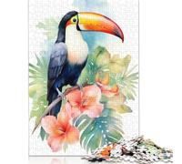Puzzle carré créatif de 1000 pièces représentant Un Toucan à l'aquarelle, idéal pour Les Adultes, Jeu Anti-Stress et Cadeau de Noël Original (75 x 50 cm).