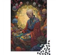 Puzzle carré créatif de 1000 pièces représentant Un Vieux Moine en méditation (38 x 26 cm) - Jeu éducatif pour Adultes