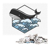 Puzzle carré créatif de 1000 pièces représentant Une Baleine Bleue dans la Houle, en Bois, pour Adultes. Jeu Stimulant de 1000 pièces (75 x 50 cm).