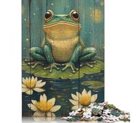 Puzzle carré créatif de 1000 pièces représentant Une Grenouille sur des nénuphars (38 x 26 cm) pour Adultes - Jeu éducatif en Papier