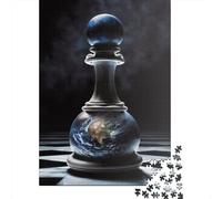 Puzzle carré créatif de 1000 pièces sur Le thème des échecs dans l'espace, en Bois, pour Adultes, Jeu intellectuel (75 x 50 cm).