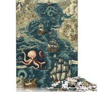 Puzzle carré créatif de 1000 pièces sur Le thème des Profondeurs mythiques de l'océan, en Bois, pour Adultes et Jeu intellectuel (75 x 50 cm).