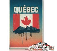 Puzzle carré créatif de 1000 pièces sur Le thème du Québec, représentant Une Affiche de Voyage. Jeu de Puzzle Stimulant en Papier, Format 38 x 26 cm.