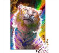 Puzzle carré créatif de 1000 pièces Tigre Arc-en-Ciel pour Adultes et Puzzles en Bois, Jeu Stimulant de 1000 pièces (75 x 50 cm)
