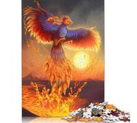 Puzzle carré créatif de 500 pièces avec mythologie du phénix et art du feu pour adultes et puzzles en bois, jeu difficile, 500 pièces (52x38 cm)