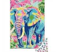Puzzle carré créatif de 500 pièces en Bois représentant Un éléphant, Un Jeu Stimulant pour Adultes (52 x 38 cm).