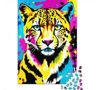 Puzzle carré créatif de 500 pièces « Guépard Cosmique » pour Adultes et Puzzles en Bois, Jeu Stimulant, 500 pièces (52 x 38 cm)