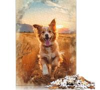 Puzzle carré créatif de 500 pièces « Joyeux Lien à Travers Les Champs dorés » pour Adultes, Jeu éducatif en Bois pour Adultes (500 pièces, 52 x 38 cm)