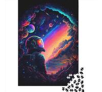 Puzzle carré créatif de 500 pièces « Le Dernier Astronaute » pour Adultes, Jeu éducatif en Bois pour Adultes (500 pièces, 52 x 38 cm)