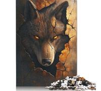 Puzzle carré créatif de 500 pièces « Les Yeux de l'Éternit頻 avec Un Loup, pour Adultes et Jeu intellectuel en Bois (52 x 38 cm).
