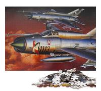 Puzzle carré créatif de 500 pièces Mig21 MF Mikoyan Fighter pour Adultes et Jeu intellectuel en Bois, 500 pièces (52 x 38 cm)