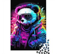 Puzzle carré créatif de 500 pièces Neon Panda pour Adultes et Puzzles en Bois, Jeux de Puzzle Anti-Stress et Cadeaux de Noël Uniques, 500 pièces (52 x 38 cm)