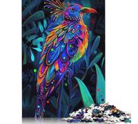 Puzzle carré créatif de 500 pièces « Oiseau néon dans la Jungle » pour Adultes et Puzzles en Bois, Jeu Stimulant, 500 pièces (52 x 38 cm)
