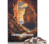 Puzzle carré créatif de 500 pièces pour Adultes, Affiche du Parc National des grottes de Carlsbad, Jeu Stimulant en Bois (52 x 38 cm).