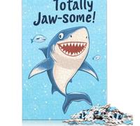 Puzzle carré créatif de 500 pièces représentant Un Requin Souriant, en Bois, pour Adultes. Jeu éducatif. 500 pièces (52 x 38 cm).