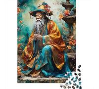 Puzzle carré créatif de 500 pièces représentant Un Vieux lettré Chinois, en Bois, pour Adultes (52 x 38 cm). Jeu éducatif.