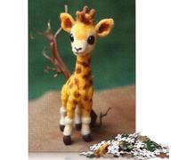 Puzzle carré créatif de 500 pièces représentant Une Jolie Girafe Africaine pour Adultes, Jouets éducatifs en Bois (52 x 38 cm)