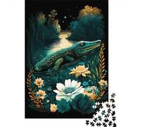 Puzzle carré créatif de 500 pièces sur Le thème du Crocodile et du Monde enchanté, pour Adultes et Jeux de Puzzle en Bois Anti-Stress, Cadeau de Noël Unique. 500 pièces (52 x 38 cm)