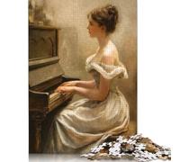 Puzzle carré créatif de 500 pièces « Une sérénade au Piano » pour Adultes et Puzzles en Bois, Jeux Anti-Stress et Cadeaux de Noël Uniques (52 x 38 cm)