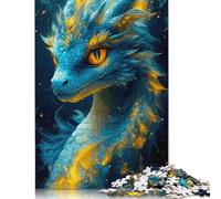 Puzzle carré créatif Dragon Blue Aimal pour Adultes, 1 000 pièces (75 x 50 cm), Jeux de défi Uniques en Bois