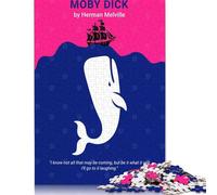 Puzzle carré créatif en Bois avec Couverture de Livre Minimaliste Moby Dick, 1 000 pièces, pour Adultes, Jeu intellectuel, 1 000 pièces (75 x 50 cm)