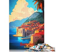 Puzzle carré créatif en Bois de 1 000 pièces représentant l'affiche Artistique de Dubrovnik, pour Adultes, Jeu intellectuel (75 x 50 cm).