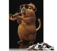 Puzzle carré créatif en Bois de 1 000 pièces représentant Une Trompette de Capybara, pour Adultes, Jouets éducatifs (75 x 50 cm)