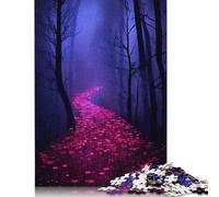 Puzzle carré créatif en Bois pour Adultes, 1 000 pièces, Chemin des Roses dans la forêt, Jeu intellectuel, 1 000 pièces (75 x 50 cm)