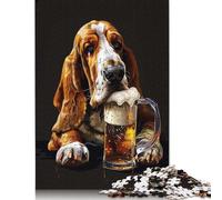 Puzzle carré créatif en Bois pour Adultes, 1 000 pièces, Motif Basset Hound, 75 x 50 cm