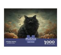 Puzzle carré créatif en Bois pour Adultes, 1 000 pièces, Motif Chat Noir, Jeu intellectuel, 75 x 50 cm