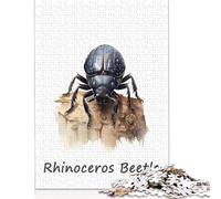 Puzzle carré créatif en Bois pour Adultes, 500 pièces, Motif scarabée rhinocéros, 52 x 38 cm (500 pièces).