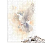 Puzzle carré créatif en Bois représentant Le Saint-Esprit (500 pièces) - Peinture Aquarelle Minimaliste - pour Adultes - Jeu intellectuel (52 x 38 cm)